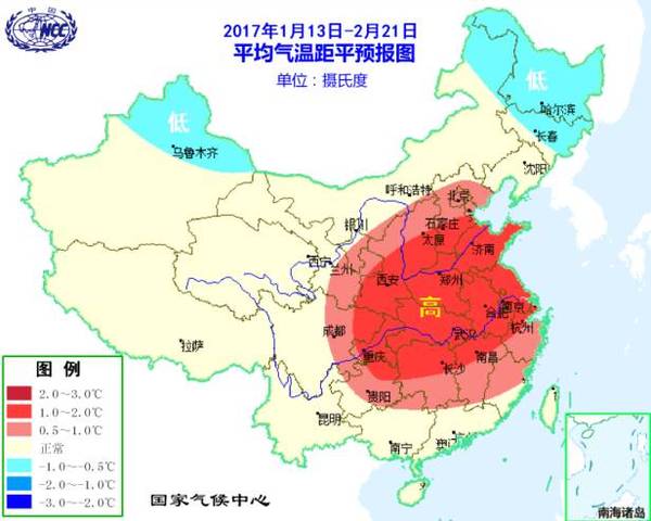 明年1月全國大部地區(qū)氣溫預(yù)計(jì)偏暖